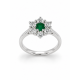 Pre Owned Platinum Emerald and Diamond Cluster Ring ZC23 